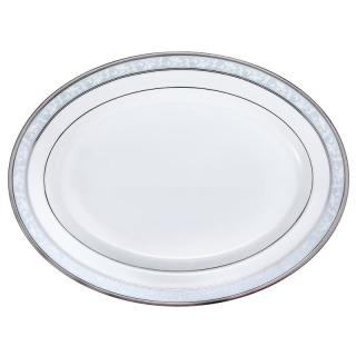 NORITAKE则武 BRUNSWICK日式田园风盘子西餐盘创意餐具家用个性 PLATINUM 椭圆盘34.5cm