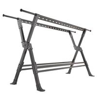 豪客家(HKG)晾衣架落地伸缩晾衣杆折叠加厚铝合金阳台庭院晒被架免安装 2.4m伸缩双横杆加固