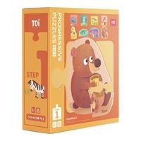 TOI进阶早教拼图玩具大块纸质拼图男女孩儿童 1阶认知动物影