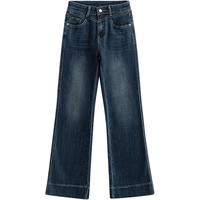 初语复古牛仔裤女2025年春季棉感显瘦优雅长裤微喇裤 复古蓝 S