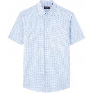 雅戈尔 短袖衬衫男含桑蚕丝免烫衬衫格纹品质 蓝色格纹VSXD114791HBY