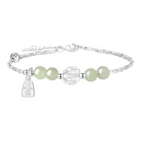 周大生 S925银碎银和田玉手链女