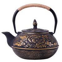 淳意 日本铸铁茶壶 南部铁壶 烧水壶 无涂层内胆 多款可选生铁壶900ml 0.8小粒子壶+壶叉+壶垫+4铁杯