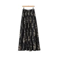 晚白国风印花a字半身裙2025夏薄款洋气淑女长裙气质通勤百搭显瘦半裙 花色 XL