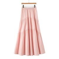 晚白100%纯棉蛋糕裙2025夏款洋气减龄松紧高腰长裙百搭显瘦a字半身裙 樱花粉 L