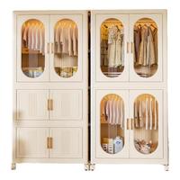 纳份爱加厚儿童衣柜收纳双开门储物柜宝宝婴儿卧室小衣橱免安装折叠斗柜 80cm面宽 【1衣柜+3箱】 含8个儿童衣架