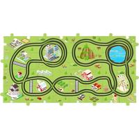 SNAEN 儿童玩具男孩城市交通拼图轨道车动物64片diy电动小汽车