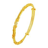 中国黄金足金999光面繁花似锦推拉黄金手镯 金重约 15.2g