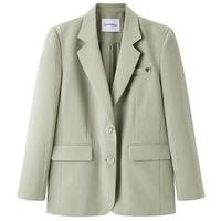 太平鸟女装西装简约通勤女春职场设计感休闲西服外套 浅绿 S