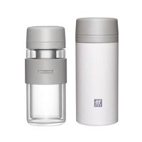 双立人 保温杯水杯杯子大容量泡茶杯商务杯男士女士茶滤杯 玻璃杯+白色 310ml*2