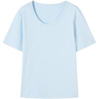 【AN大码系列】夏装纯色凉爽舒适小U领女式短袖T恤