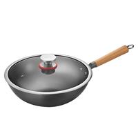 欧美达(omuDa) 欧美达真不锈铁锅无涂层不生锈炒锅燃气明火家用精铁炒菜锅 JTC34-A 34cm