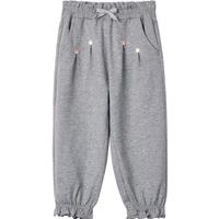 全棉时代女童裤子潮流百搭蝴蝶结儿童绉布长裤运动束口裤 麦灰色