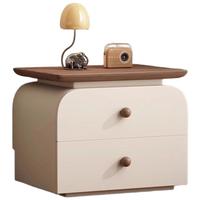 苡茉床头柜卧室小型时尚收纳柜子奶油风储物柜现代简约抽屉窄边柜40