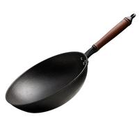 宏江四川宏江铁锅家用老式燃气灶电磁炉通用生铁锅炒锅无涂层不粘炒锅 30圆底无耳+玻璃盖适用1-2人 30cm