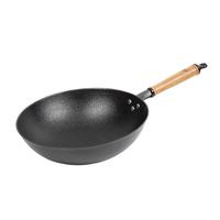 宏江四川宏江铁锅家用老式燃气灶电磁炉通用生铁锅炒锅无涂层不粘炒锅 30平底无耳+玻璃盖适用1-2人 30cm