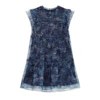 白鹿语夏季木耳边装饰小飞袖连衣裙甜美减龄亮片A字短裙 花色  L 