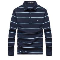 七匹狼长袖T恤男春季男士POLO保罗衫纯棉商务休闲条纹翻领体恤男装上衣 101(藏青) 165/84A/M