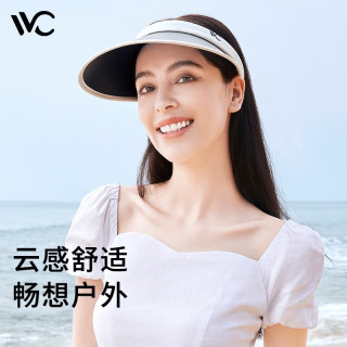 VVC 遮阳帽夏季男女同款拼色防紫外线透气空顶帽款防晒帽 黑拼白