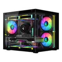 九尾狐T13海景房机箱电脑机箱台式机 双面玻璃全侧透明/支持MATX主板/240水冷机/7风扇位/diy外壳itx 九尾狐T13-单机箱-黑色