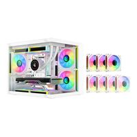 九尾狐T13海景房机箱电脑机箱台式机 双面玻璃全侧透明/支持MATX主板/240水冷机/7风扇位/diy外壳itx T13-白色+7个棱镜4pro白色