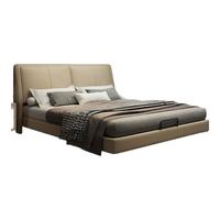 沐眠轻奢皮艺双人床现代简约卧室皮床C-F01 1.5米10CM浅卡其色 1.5米单床【主图色丨京仓速发】