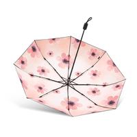 天堂 防紫外线阳伞三折 轻巧黑胶户外遮阳太阳伞晴雨 银莲 【单层黑胶】银莲
