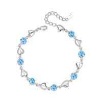 圣雅罗海洋之心999足银手链女款时尚首饰品 七仓 镶嵌蓝锆-海洋之心手链