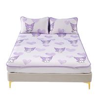 水星儿童冰丝凉席A类冰丝席子抑菌透气凉感席可机洗180*200cm 双人三件套 【A类凉感天然驱蚊】美意