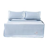 水星儿童冰丝凉席A类1000D冰丝席子180*200cm凉感双人三件套可机洗/可折叠 【1000D凉感冰丝】花园小兔