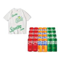 可口可乐（Coca-Cola）混合装汽水碳酸饮料330m罐装饮料+T恤组合装 可乐雪碧芬达各8罐+白色T恤