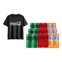 可口可乐（Coca-Cola）混合装汽水碳酸饮料330m罐装饮料+T恤组合装 无糖可乐雪碧芬达各6罐+黑色T恤