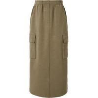 红袖奥莱春季新款女装后开叉松紧腰直筒半身裙