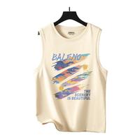 班尼路背心男夏季美式潮牌宽松透气百搭无袖上衣青少年篮球纯棉坎肩 浅米/JPB彩云D 4XL(210-230斤)