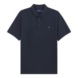 NAUTICA 男装25春夏棉氨珠地亲肤透气多色短袖POLO衫男KE5101 藏青4NV M