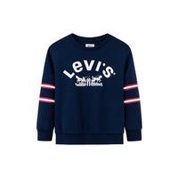 Levi's李维斯童装春秋款儿童学院风圆领卫衣男童复古撞色加绒上衣 深靛蓝(加绒) 150 /72 【身高140-152cm】