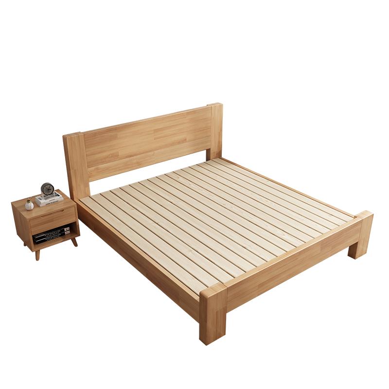 意米之恋橡胶木实木床 主卧双人床 卧室家具 品质大板 208cm*100cm*80cm 实木床 1m 框架款【包安装】