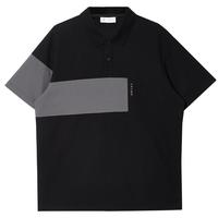 杰克·琼斯(JACK&JONES)25年男装短袖POLO衫男士【凉感】潮流宽松撞色翻领开叉夏季T恤 E40黑色 常规 M