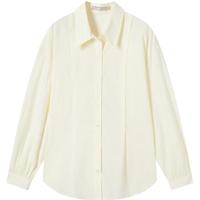 对白法式高级感纯棉长袖衬衫女2025春夏季小个子气质百搭外套 奶油白 L