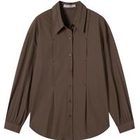 对白法式高级感纯棉长袖衬衫女2025春夏季小个子气质百搭外套 摩卡咖 M