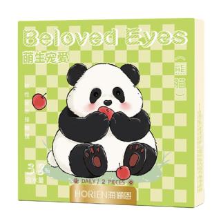 海俪恩【新人尝鲜】萌宠熊猫彩色近视隐形眼镜美瞳日抛2片黑色锁边 熊猫-果赖棕 525度