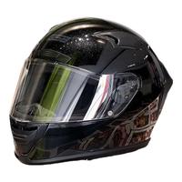 GSB摩托车头盔3C认证四季大码全盔机车踏板头盔男女头盔透气gsb371 闪光黑配透明镜片 XL(58-59头围)