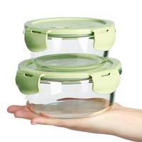 玻璃饭盒可微波炉加热保温便当盒大容量便携带盖碗