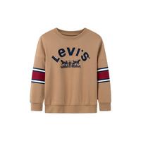 Levi's李维斯童装春秋款儿童学院风圆领卫衣男童复古撞色加绒上衣 棕褐色(加绒) 160 /80 【身高158-170cm】