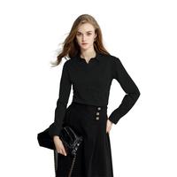 灰色高级感衬衫女2025春秋职业打底衬衣气质女装长袖上衣