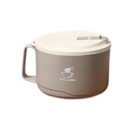 京迭304不锈钢泡面碗带盖碗宿舍用泡面饭碗方便面碗饭盒餐具 卡其色【1700ML】 15cm304不锈钢