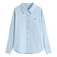 范思蓝恩条纹宽松撞色刺绣衬衫女秋冬2024通勤百搭上衣14366 杏色 XS