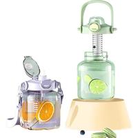 富光塑料杯水杯大容量tritan耐高温吸管便携运动水壶大肚杯子带茶仓 绿色【Tritan材质】 1200ml