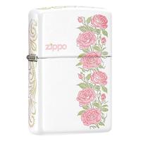 ZIPPO防风煤油打火机 密语蔷薇 热恋玫瑰 彩印白哑漆个性煤油火机 专属装(专属礼盒+礼袋)