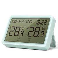 得力工具 deli()室内温湿度表 LCD电子温湿度计带闹钟功能 婴儿房办公用品儿童老人蓝色LE506 闹钟升级-蓝